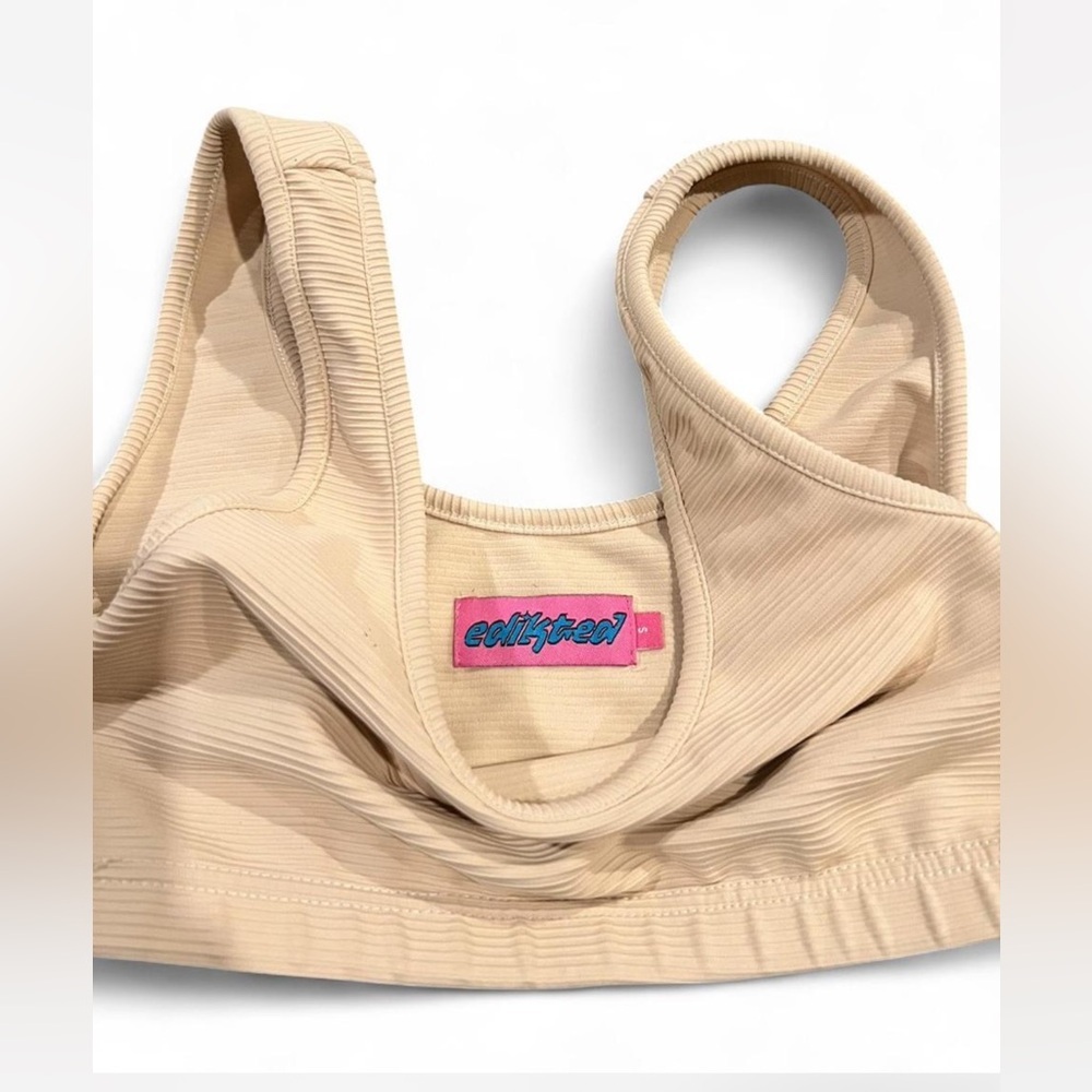 Edikted Cream Nude Ribbed Top